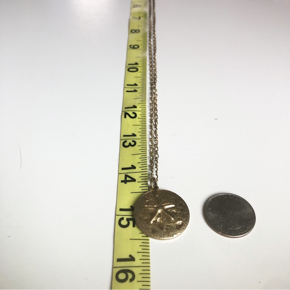 J.CREW Gold Tone Star Fish Sand Dollar Pendant Long Necklace - Picture 12 of 12